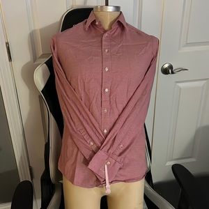 Mens Thomas Pink Super Slim Pink Button Down Shirt size 14 1/2 Red